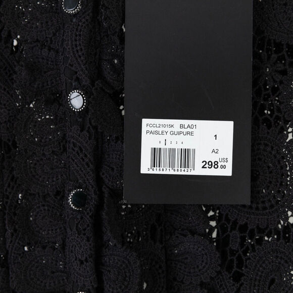 The Kooples Women High Neck Lace Blouse Black Size 1/S - Picture 5 of 7